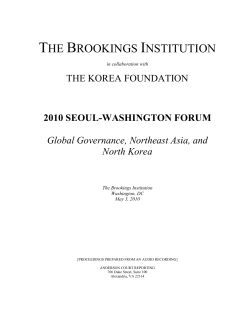 2010 SEOUL-WASHINGTON FORUM Global Governance