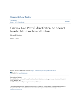 Criminal Law: Pretrial Identification