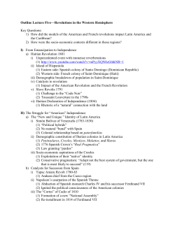 Outline Lecture Five&mdash;Revolutions in the Western Hemisphere Key