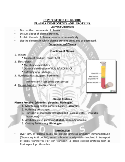 COMPOSITION OF BLOOD: PLASMA COMPONENTS AND