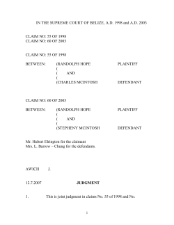 Supreme Court Claim No. 55 OF 1998
