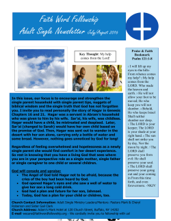 Faith Word Fellowship Adult Single Newsletter July/August 2016