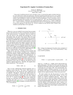 Experiment IX: Angular Correlation of Gamma Rays