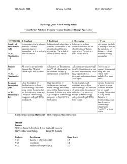 Psychology Quick Write Grading Rubric - carl