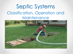 Septic System Classification, Operation and Maintenance