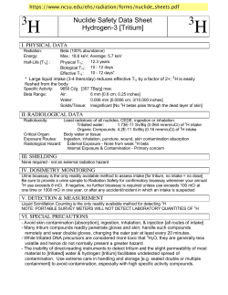 Nuclide Safety Data Sheet Hydrogen-3 [Tritium]