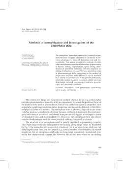 Methods of amorphization and investigation of the amorphous state