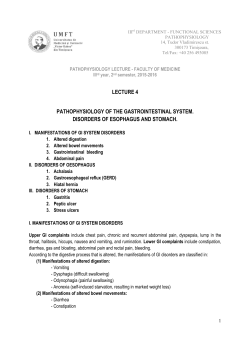 LECTURE 4 PATHOPHYSIOLOGY OF THE GASTROINTESTINAL