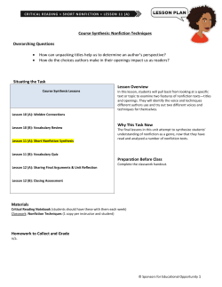Course Synthesis: Nonfiction Techniques Overarching Questions