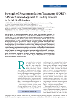 Strength of Recommendation Taxonomy (SORT): A Patient