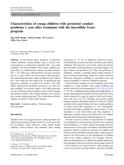 Characteristics of young children with persistent conduct problems 1