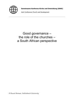 the role of the churches &ndash; a South African perspective