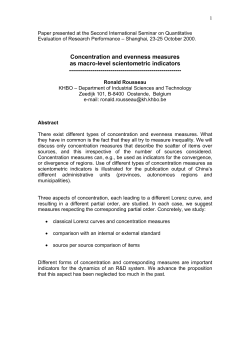 Evenness measures as scientometric indicators