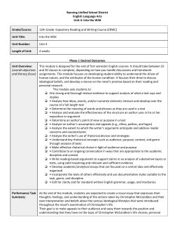 Into the Wild Grade/Course - Banning High School
