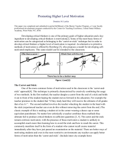 Promoting Higher Level Motivation