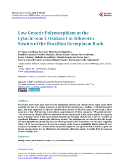 Low Genetic Polymorphism at the Cytochrome C Oxidase I in