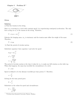 Chapter 5 Problem 37 &dagger; Given Solution a) Find the tension in the