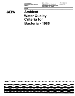 Ambient Water Quality Criteria for Bacteria - 1986