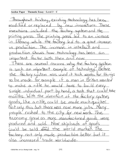 Anchor Paper &ndash; Thematic Essay&mdash;Level 3 &ndash; C