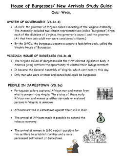 House of Burgesses Study Guide