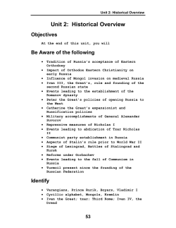 Unit 2: Historical Overview