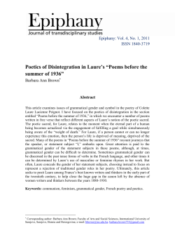 Poetics of Disintegration in Laure`s &ldquo;Poems before the