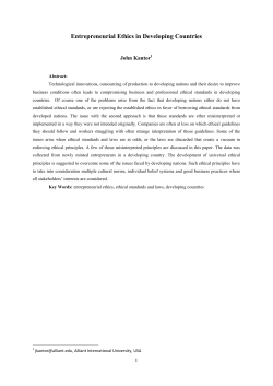 Entrepreneurial Ethics in Developing Countries