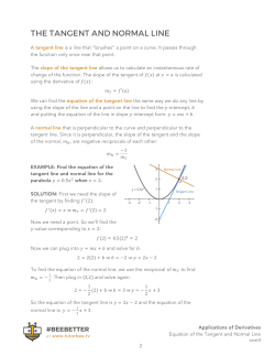 Applications of Derivatives - Equation of the Tangent and Normal Line