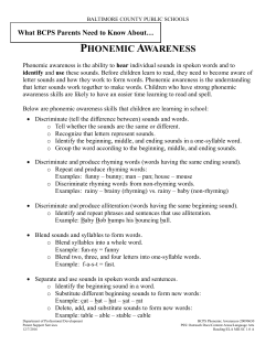 phonemic awareness - Deer Park Elementary School