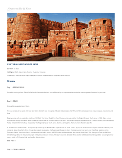 CULTURAL HERITAGE OF INDIA Itinerary
