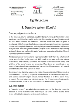 Eighth Lecture 8. Digestive system (Cont`d)