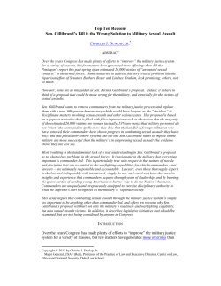 Top Ten Reasons Sen. Gillibrand`s Bill is the Wrong Solution to