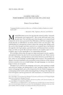 CLOSING THE GAPS: PERICHORESIS AND THE NATURE OF