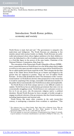 Introduction: North Korea: politics, economy and society