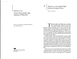 3 Abortion as a Sex Equality Right: Its Basis in Feminist Theory