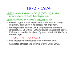 1972 Lovelock detects CCl F (CFC-11) in the atmosphere of both