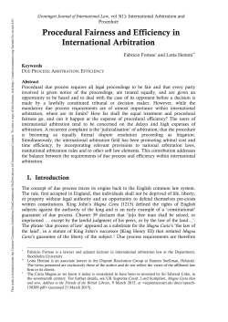 Procedural Fairness and Efficiency in International