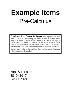 Pre-Calculus Example Items - Local Assessment
