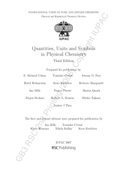 Quantities, Units and Symbols in Physical Chemistry, IUPAC Green