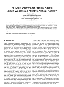 the affect dilemma for artificial agents: should we develop