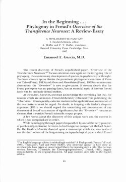 In the Beginning...Phylogeny in Freud`s Overview of the