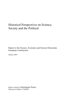 Historical Perspectives on Science, Society and the Political