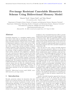 Pre-image Resistant Cancelable Biometrics Scheme Using