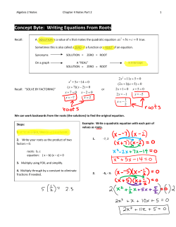 Concept Byte: Writing Equations From Roots