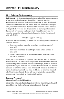 CHAPTER 11 Stoichiometry