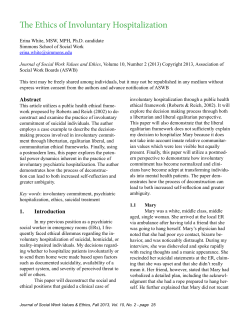 The Ethics of Involuntary Hospitalization
