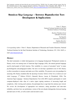 American Sign Language &ndash; Sentence