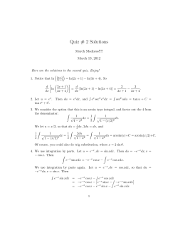 Quiz # 2 Solutions - CSUSB Math Department