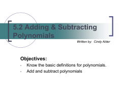 5.2 Adding and Subtracting Polynomials