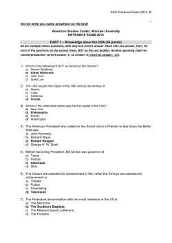 ASC Entrance Exam 2014, B
